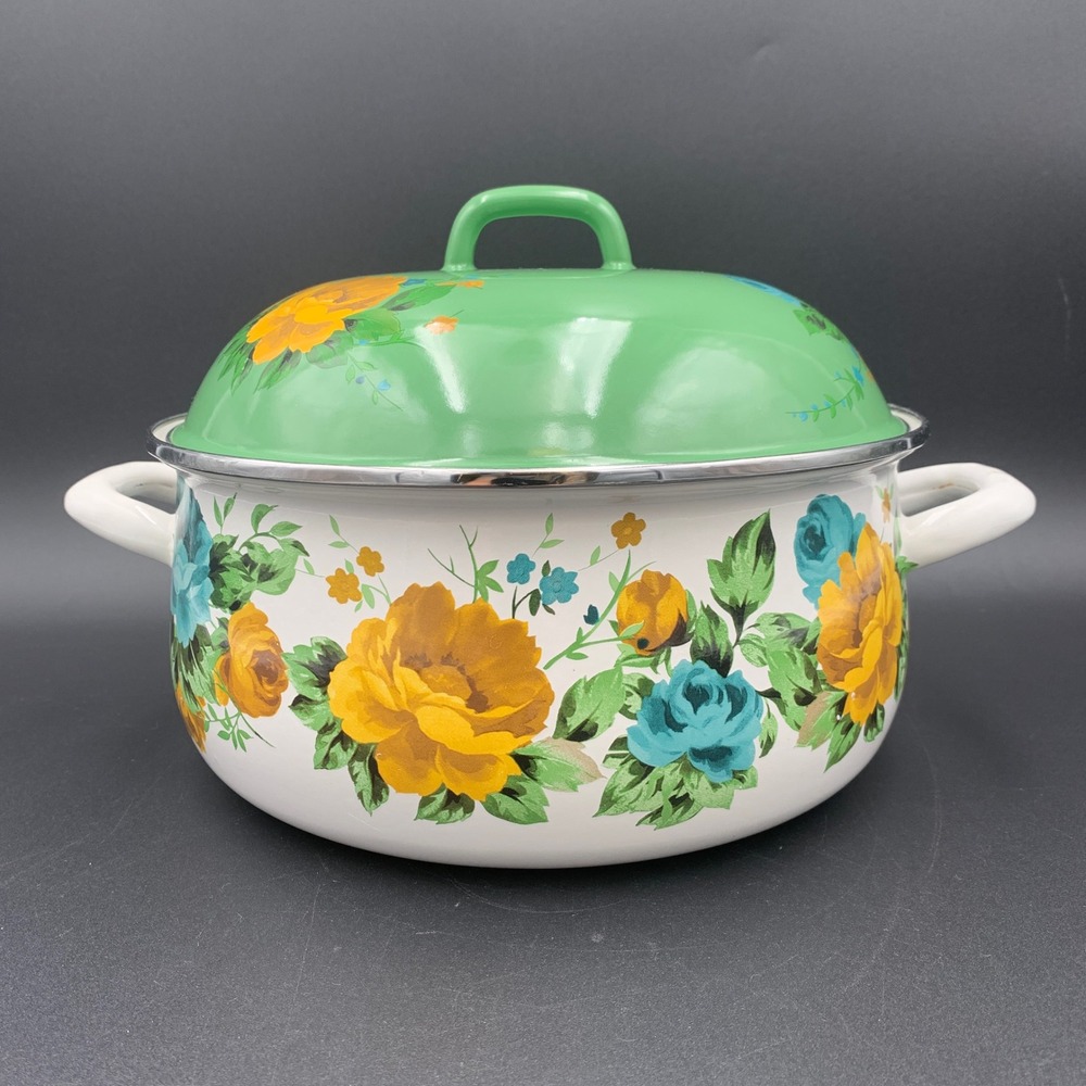 The Pioneer Woman Rose Shadow Enamel on Steel 4 Quart Dutch Oven with Lid